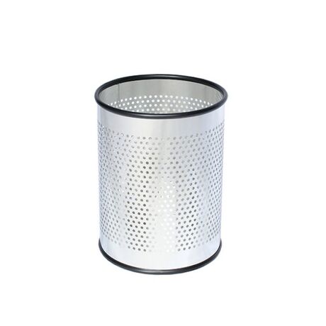 Κάδος Απορριμμάτων Γραφείου 12lt Φ23x29cm Επινικελωμένο Ατσάλι