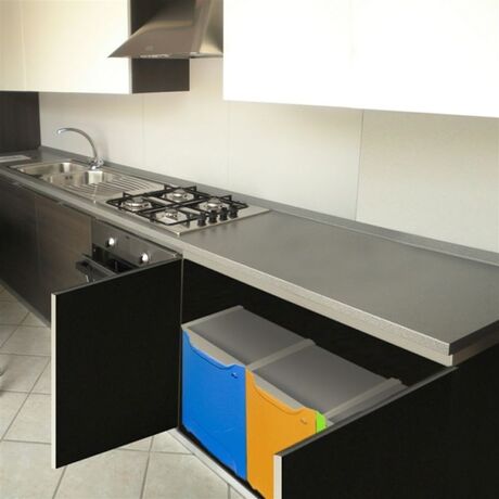 ARTPLAST Ιταλίας Κάδος Ανακύκλωσης Απορριμμάτων Κουζίνας 34x29x47cm 46+20lt Πλαστικός Μπλε