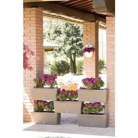 BAMA ITALY Σύνθεση από Ζαρντινιέρες - Σετ 5 τεμαχίων 59x23x27cm (x5) Πλαστική 75lt Καφέ