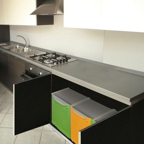 ARTPLAST Ιταλίας Κάδος Ανακύκλωσης Απορριμμάτων Κουζίνας 34x29x47cm 46+20lt Πλαστικός Πράσινο