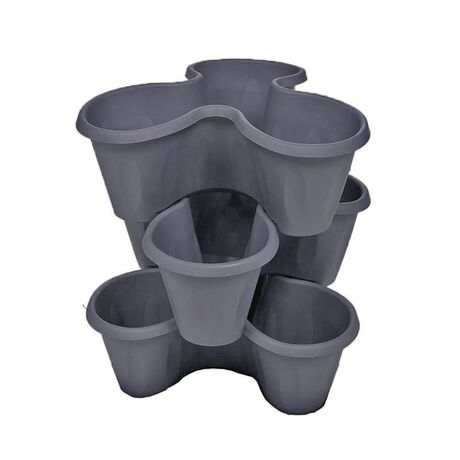 BAMA ITALY Σετ 3 Γλάστρες Σύνθεσης Ø40x16cm 30lt Πλαστική Γκρι 1.08kg TRIFOGLIO