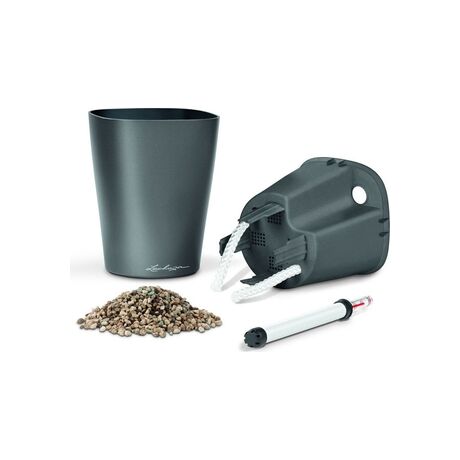 LECHUZA Deltini Επιτραπέζια Γλάστρα 15x15x19cm Αυτοποτιζόμενη με Δοχείο Φύτευσης ΑΝΘΡΑΚΙ Γερμανίας iF Product Design Award 2012