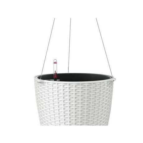 LECHUZA Nido Cottage Κρεμαστή Γλάστρα Ø27x23cm Στρογγυλή Αυτοποτιζόμενη με Δοχείο Φύτευσης Ανοξείδωτο Αξεσουάρ Κρέμασης ΛΕΥΚΗ Γερμανίας