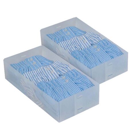 ORDINETT Ιταλίας Κουτί Αποθήκευσης 0.18kg 30.5x15.5x7.5cm από Πολυπροπυλένιο ΣΕΤ 2 Τεμαχίων TOP CLASS WHITE SET 2 DIVIDERS Διάφανο