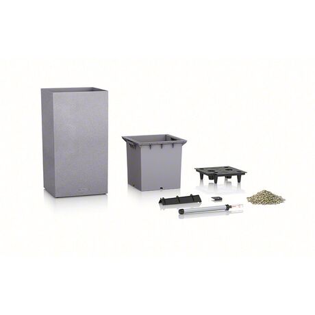 LECHUZA Canto Color Στήλη 30 Επιδαπέδια Γλάστρα 30x30x56cm Αυτοποτιζόμενη με Δοχείο ΓΚΡΙ με όψη ΦΥΣΙΚΗ ΠΕΤΡΑ Γερμανίας