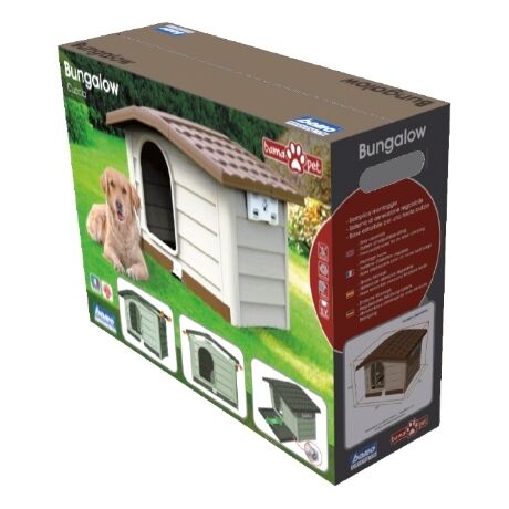 BAMA Ιταλίας Σπίτι Σκύλου 110x94x77cm X LARGE με Ρυθμιζόμενη Οροφή και Αφαιρούμενο Πάτωμα 15kg Μπεζ/Καφέ BUNGALOW LARGE