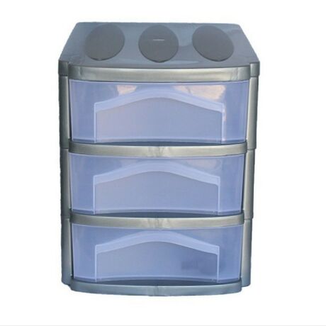 Πλαστική Συρταριέρα 30x40x40cm Γραφείου 3όροφη με Ρόδες Λευκό-Διάφανο BAMA Ιταλίας