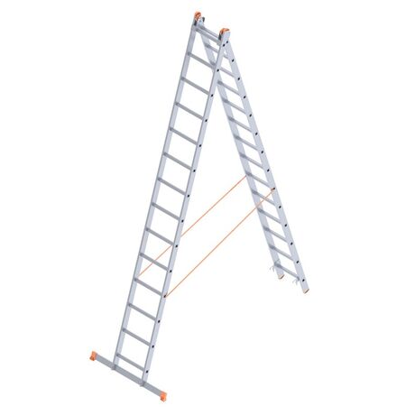 Σκάλα Αλουμινίου 2x14 Σκαλιά Αναπτυσσόμενη 6.79m Διπλή-Σχήμα ''Λ'' με Βάση Στηρίγματος 15.5kg Αντοχή 150kg