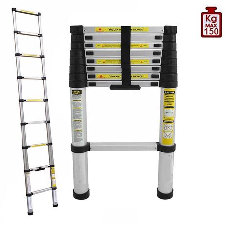 VESTA Τηλεσκοπική Σκάλα 2.58m Αλουμινίου με 9 Σκαλιά Βάρος 7.4kg MAX Αντοχή 150kg