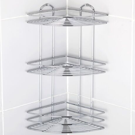 TEKNO-TEL Γωνιακή Ραφιέρα Μπάνιου 3όροφη 27x19x46cm Πάχος Ø5mm Βάρος 1.45kg Επιχρωμιωμένο Ατσάλι