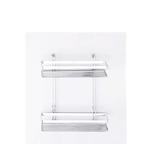 TEKNO-TEL Ραφιέρα Μπάνιου Τοίχου 2όροφη Μπάνιου 25x12x27cm Πάχος Ø5mm Επιχρωμιωμένο Ατσάλι