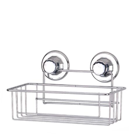 TEKNO-TEL Ραφιέρα Μπάνιου 26x11x14cm Πάχος 7mm Αντοχή 12kg Επιχρωμιωμένο Ατσάλι με Βεντούζα EXTRA STRONG
