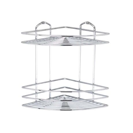 TEKNO-TEL Γωνιακή Ραφιέρα Μπάνιου 27x19x28cm Πάχος Ø5mm Ανοξείδωτο Ατσάλι (INOX)