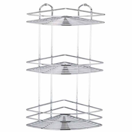 TEKNO-TEL Γωνιακή Ραφιέρα Μπάνιου 3όροφη 27x19x46cm Πάχος Ø5mm Βάρος 1.45kg Επιχρωμιωμένο Ατσάλι