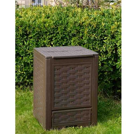 TOOMAX FASHION ITALY 300lt Κομποστοποιητής-Κάδος Κομποστοποίησης Πλαστικός Κήπου 60x60x83cm Καφέ Σκούρο RATTAN STYLE COMPOSTER