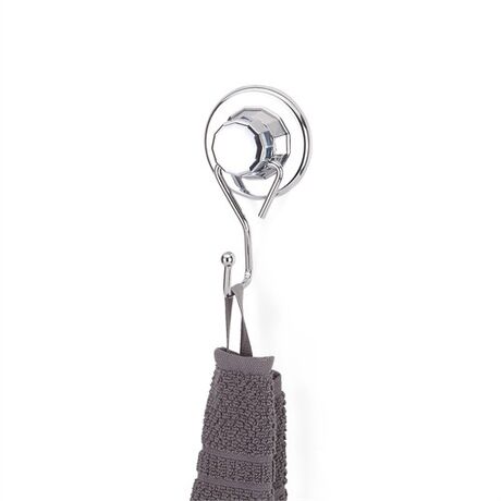 TEKNO-TEL Άγκιστρο-Κρεμάστρα Μπάνιου 8x6x12cm Πάχος 7mm Αντοχή 12kg Επιχρωμιωμένο Ατσάλι με Βεντούζα EXTRA STRONG