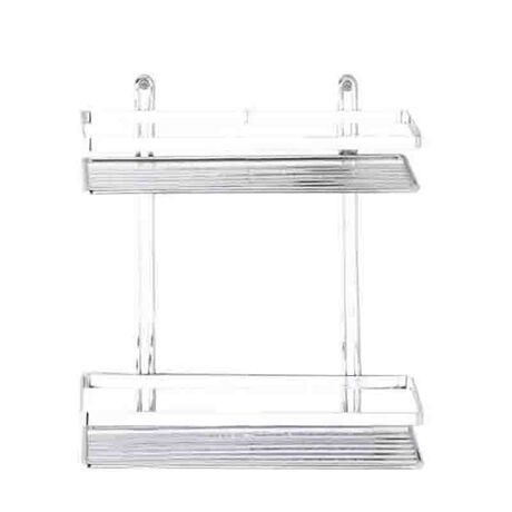 TEKNO-TEL Ραφιέρα Μπάνιου Τοίχου 2όροφη Μπάνιου 25x12x27cm Πάχος Ø5mm Επιχρωμιωμένο Ατσάλι