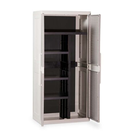 TOOMAX Ιταλίας XXL Πλαστική Ντουλάπα 89x54x190cm 29kg με Χώρισμα-6 Χώρους MAX Αντοχή 220kg RATTAN XXL GREY/WARM GREY TUV/GS FASHION