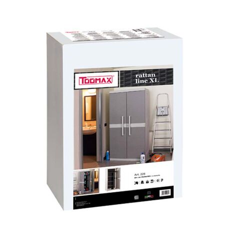TOOMAX Ιταλίας XXL Πλαστική Ντουλάπα 89x54x190cm 29kg με Χώρισμα-6 Χώρους MAX Αντοχή 220kg RATTAN XXL GREY/WARM GREY TUV/GS FASHION