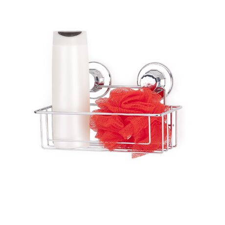 TEKNO-TEL Ραφιέρα Μπάνιου 26x11x14cm Πάχος 7mm Αντοχή 12kg Επιχρωμιωμένο Ατσάλι με Βεντούζα EXTRA STRONG