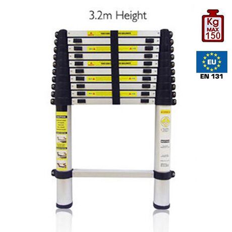 VESTA Τηλεσκοπική Σκάλα 3.18m Αλουμινίου με 11 Σκαλιά Βάρος 8.4kg MAX Αντοχή 150kg
