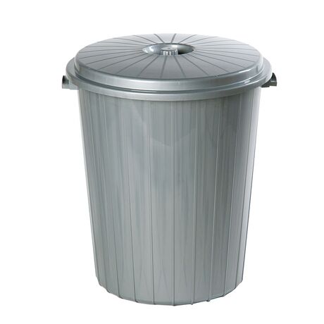 Kάδος Απορριμμάτων 70lt Ø44x54cm Πλαστικός με Καπάκι 1.3 Kg Κουζίνας-Επαγγελματικός Γκρι Μπεζ