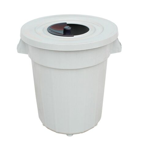 PLANET Κάδος Απορριμάτων 120lt Ø56x67cm Επαγγελματικός Πλαστικός με Καπάκι + Ημικυκλική Θυρίδα Απορριμάτων 3.75kg Γκρι