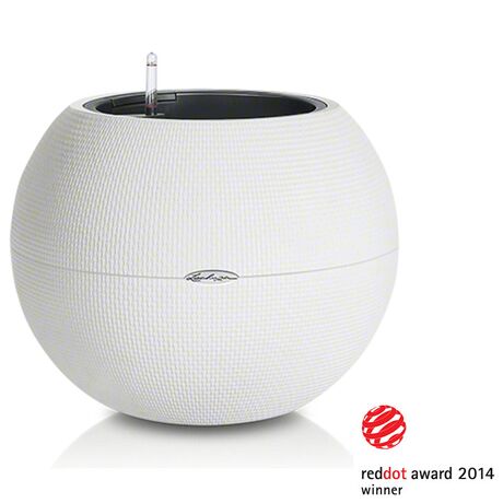 LECHUZA Puro 50 Επιδαπέδια Γλάστρα Ø49x41.5cm Σφαιρική Αυτοποτιζόμενη με Δοχείο Φύτευσης 13lt Λευκή Γερμανίας RedDot Award 2014