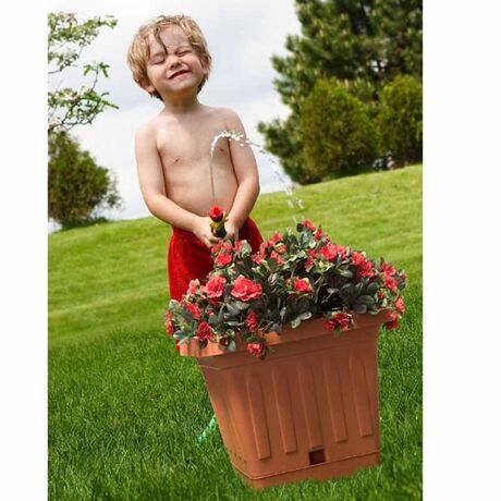 BAMA ITALY Γλάστρα Βαρέως Τύπου 30x30x22cm 13lt Τετράγωνη Πλαστική Κεραμιδί TERRA QUADRATO