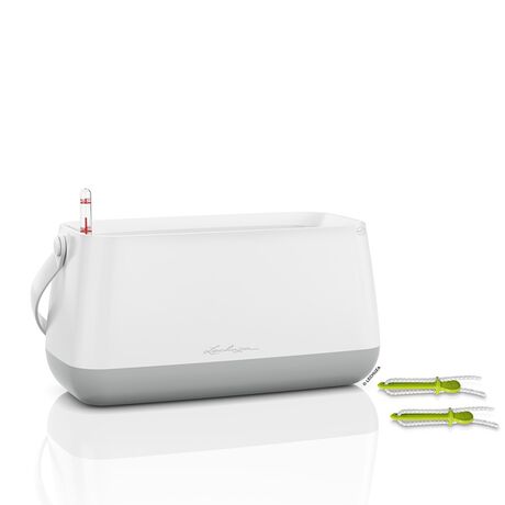 LECHUZA YULA Ζαρντινιέρα-Κασπώ 38x17x18cm Αυτοποτιζόμενη Λευκό-Γκρι Γερμανίας