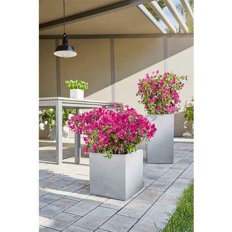 LECHUZA Canto Color Στήλη 40 Επιδαπέδια Γλάστρα 40x40x76cm Αυτοποτιζόμενη με Δοχείο ΓΚΡΙ Όψη Φυσική Πέτρα Γερμανίας