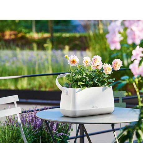 LECHUZA YULA Ζαρντινιέρα-Κασπώ 38x17x18cm Αυτοποτιζόμενη Λευκό-Γκρι Γερμανίας