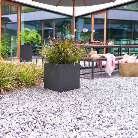 LECHUZA Canto Color 40 Επιδαπέδια Γλάστρα 40x40x40cm Αυτοποτιζόμενη Μαύρο του Γραφίτη Όψη Φυσική Πέτρα Γερμανίας