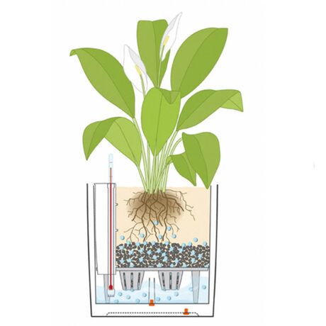 LECHUZA Cube Cottage 40 Επιδαπέδια Γλάστρα 39x39x40cm Αυτοποτιζόμενη με Δοχείο Φύτευσης Μόκα Γερμανίας