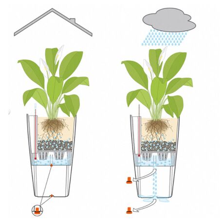 LECHUZA Cubico Color 22 Επιδαπέδια Γλάστρα 22x22x41cm Αυτοποτιζόμενη με Δοχείο Φύτευσης Καρυδί Γερμανίας