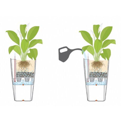 LECHUZA Cubico Cottage 30 Επιδαπέδια Γλάστρα 29.5x29.5x56.5cm Αυτοποτιζόμενη με Δοχείο Φύτευσης Ανθρακί Γερμανίας