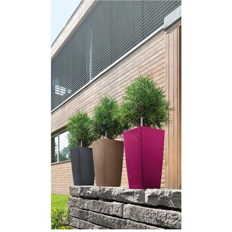 LECHUZA Cubico Color 40 Επιδαπέδια Γλάστρα 39.5x39.5x75.5cm Αυτοποτιζόμενη με Δοχείο Φύτευσης Καφέ Ματ Γερμανίας