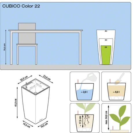 LECHUZA Cubico Color 22 Επιδαπέδια Γλάστρα 22x22x41cm Αυτοποτιζόμενη με Δοχείο Φύτευσης Καρυδί Γερμανίας
