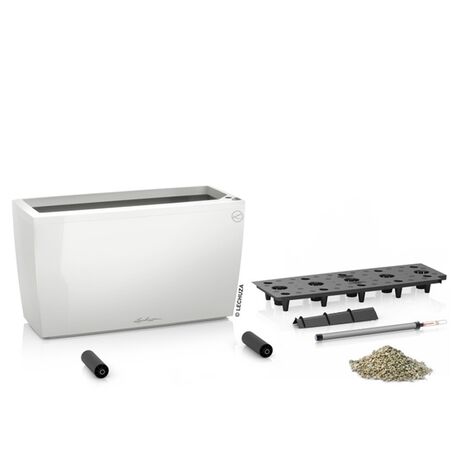 LECHUZA CARARO 75 Premium Ζαρντινιέρα Επιδαπέδια 75x30x42.5cm ΑΥΤΟΠΟΤΙΖΟΜΕΝΗ με 2 Ρόδες Λευκή Γυαλιστερή Γερμανίας