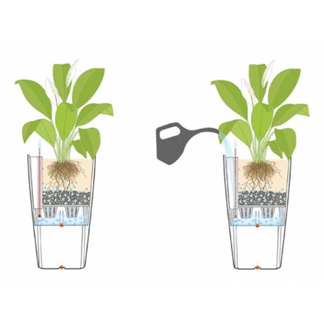 LECHUZA CUBICO 50 Premium Επιδαπέδια Γλάστρα 50x50x94cm Αυτοποτιζόμενη με Δοχείο Φύτευσης Λευκή Γυαλιστερή Γερμανίας