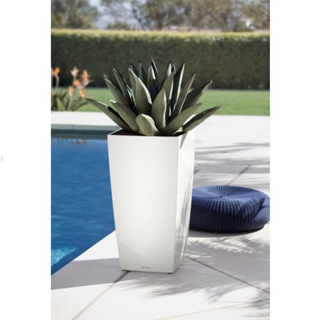 LECHUZA CUBICO 40 Premium Επιδαπέδια Γλάστρα 39.5x39.5x75.5cm Αυτοποτιζόμενη με Δοχείο Φύτευσης Λευκή Γυαλιστερή Γερμανίας