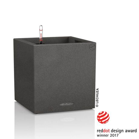 LECHUZA Canto Color Κύβος 30 Επιδαπέδια Γλάστρα 30x30x30cm Αυτοποτιζόμενη με Δοχείο ΜΑΥΡΟ του ΓΡΑΦΙΤΗ όψη ΦΥΣΙΚΗ ΠΕΤΡΑ Γερμανίας