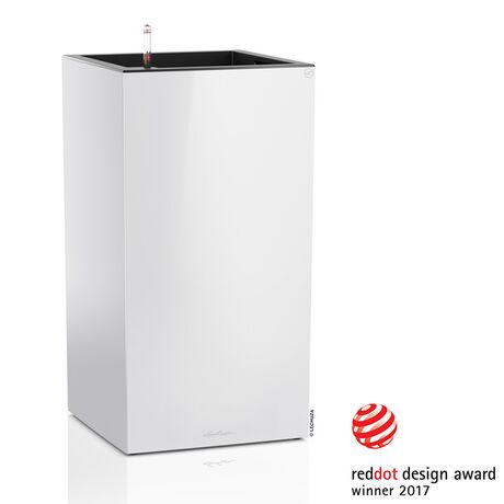 LECHUZA Canto 40 Tower Επιδαπέδια Γλάστρα 40x40x76cm Αυτοποτιζόμενη με Δοχείο Φύτευσης Λευκή Γυαλιστερή Γερμανίας Reddot Award Winner 2017