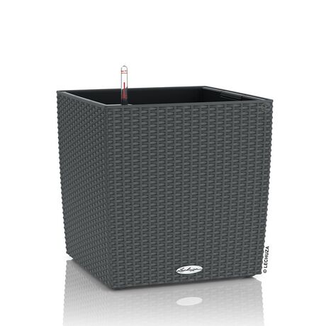 LECHUZA Cube Cottage 50 Επιδαπέδια Γλάστρα 49x49x49.5cm Αυτοποτιζόμενη με Δοχείο Φύτευσης Ανθρακί Γερμανίας
