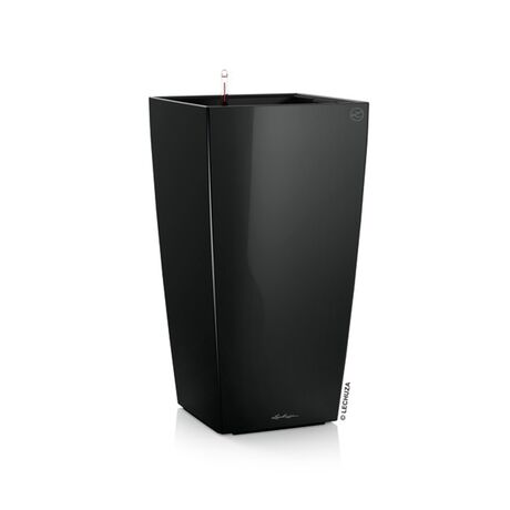 LECHUZA CUBICO 30 Premium Επιδαπέδια Γλάστρα 29.5x29.5x56.5cm Αυτοποτιζόμενη με Δοχείο Φύτευσης Μαύρη Γυαλιστερή Γερμανίας