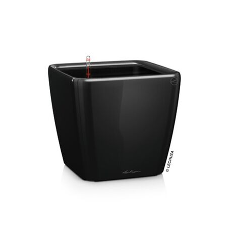 LECHUZA QUADRO 28 LS Premium Επιτραπέζια Γλάστρα 28x28x26cm ΑΥΤΟΠΟΤΙΖΟΜΕΝΗ με Δοχείο Φύτευσης Μαύρη Γυαλιστερή Γερμανίας