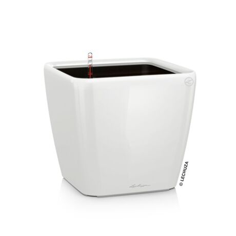 LECHUZA QUADRO 35 LS Premium Επιδαπέδια Γλάστρα 35.5x35.5x32.5cm ΑΥΤΟΠΟΤΙΖΟΜΕΝΗ με Δοχείο Φύτευσης Λευκή Γυαλιστερή Γερμανίας