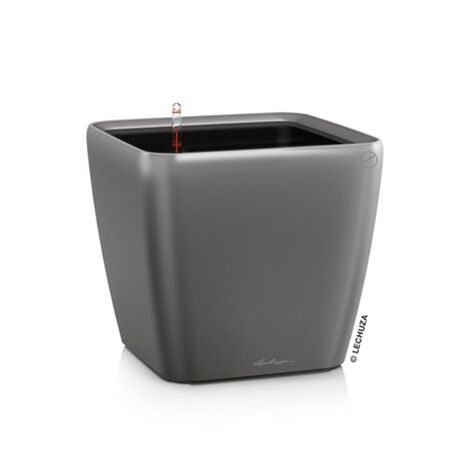 LECHUZA QUADRO 35 LS Premium Επιδαπέδια Γλάστρα 35.5x35.5x32.5cm ΑΥΤΟΠΟΤΙΖΟΜΕΝΗ με Δοχείο Φύτευσης Ανθρακί Γυαλιστερή Γερμανίας