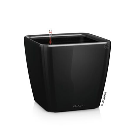 LECHUZA QUADRO 35 LS Premium Επιτραπέζια Γλάστρα 35.5x35.5x32.5cm ΑΥΤΟΠΟΤΙΖΟΜΕΝΗ με Δοχείο Φύτευσης Μαύρη Γυαλιστερή Γερμανίας