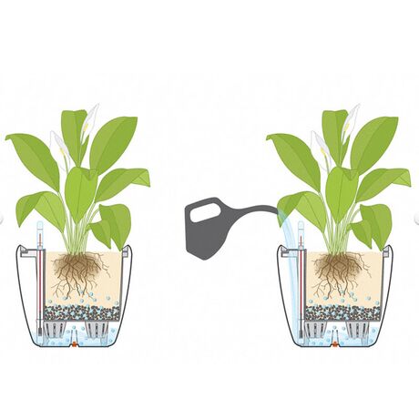 LECHUZA QUADRO 35 LS Premium Επιδαπέδια Γλάστρα 35.5x35.5x32.5cm ΑΥΤΟΠΟΤΙΖΟΜΕΝΗ με Δοχείο Φύτευσης Γκρι-Καφέ Γυαλιστερή Γερμανίας